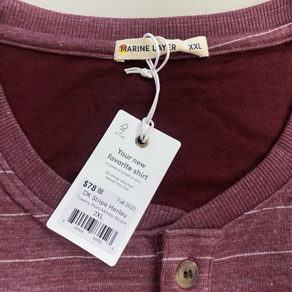 Marine Layer Top Womens XXL Red Double Knit Henley Striped Soft Cozy 13678 NEW - Picture 10 of 12
